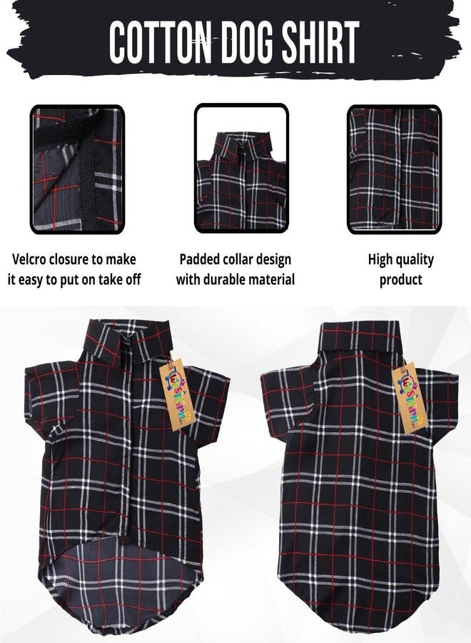 ويستيرن إرا قميص قطني مطبوع من ويسترن إيرا، قميص أساسي للكلاب يسمح بمرور الهواء، قميص فائق النعومة، قميص خفيف الوزن لطيف لحيواناتك الأليفة، ملابس مريحة للغاية للكلاب (طبعة مربعات سوداء) (مقاس كبير جدًا - 24 بوصة) - Image 4